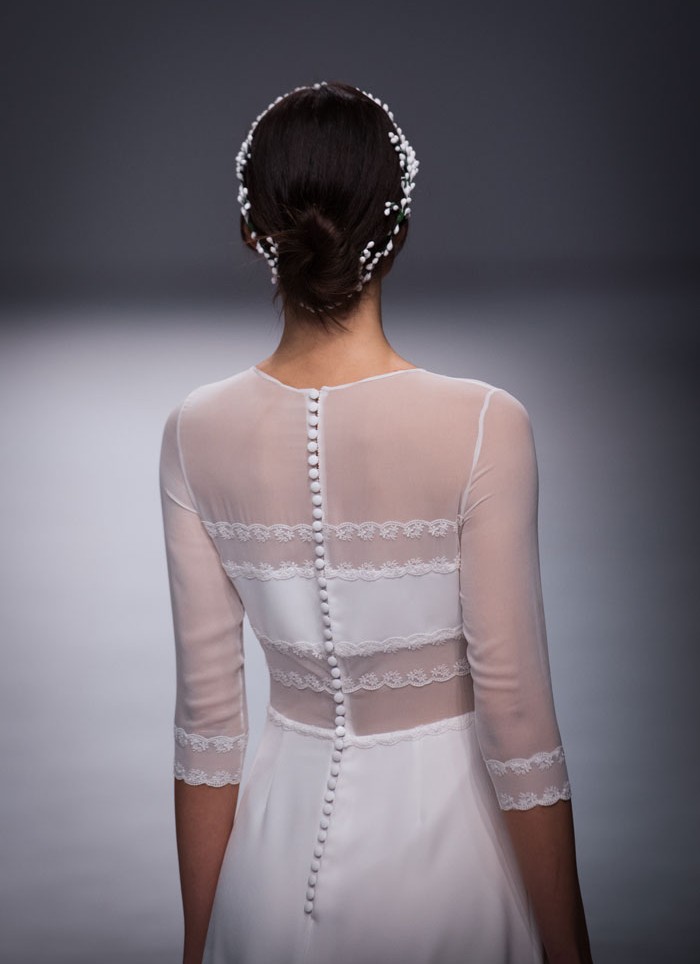 Wedding dress crepe lace Cristina Tamborero